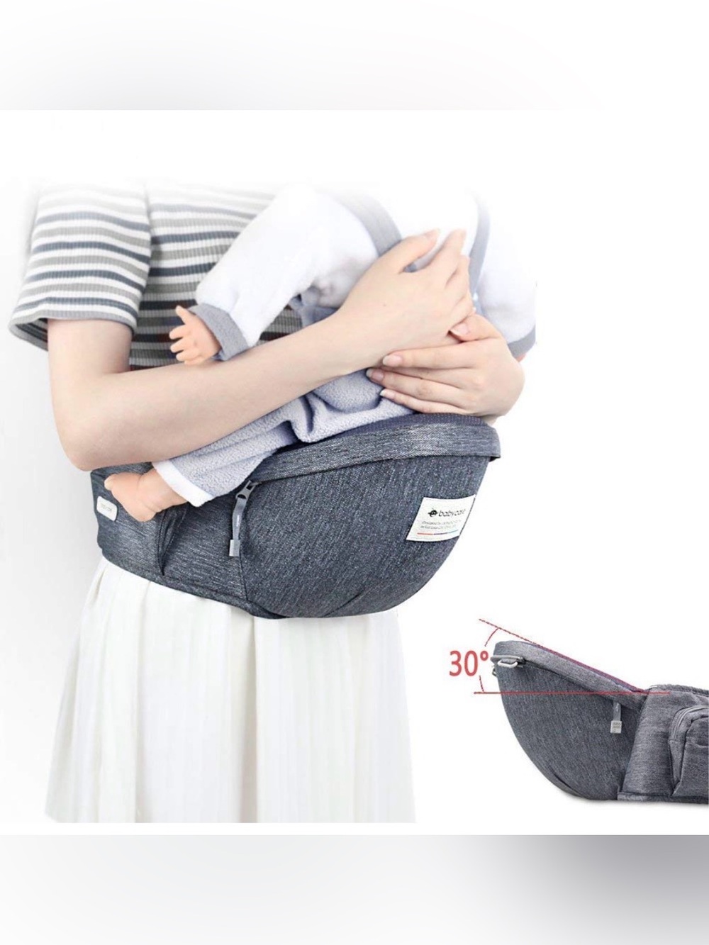 Baby Hip Seat Carrier — Gray Support Waist Stool